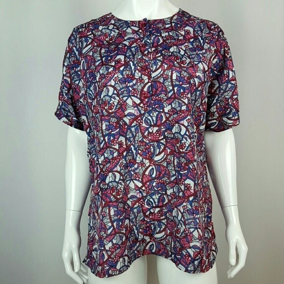 Vintage 80's Pykettes Purple Floral Blouse - Picture 4 of 8